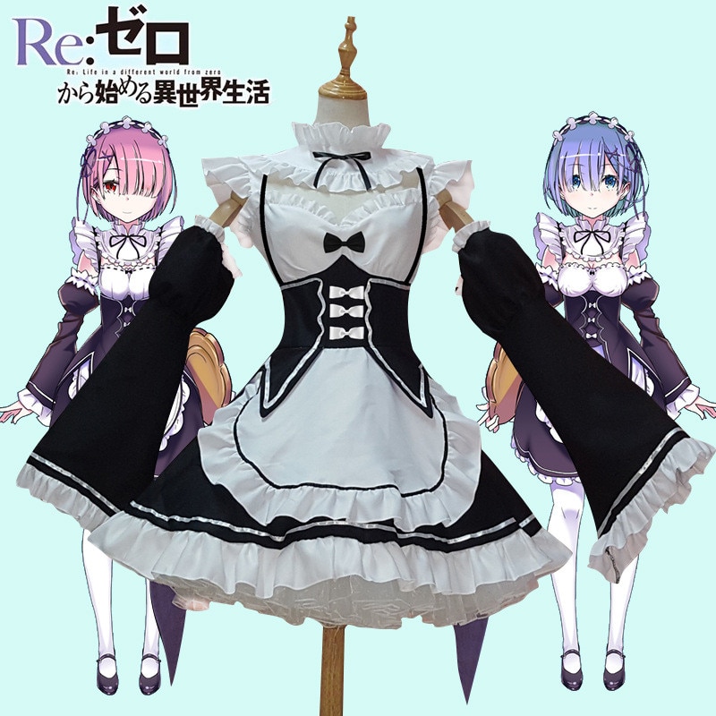 Ram/Rem ڽ ǻ Re:zero Kara Hajimeru Isekai Seikatsu ٸ 迡  Kawaii Sisters Maid Servant Dress